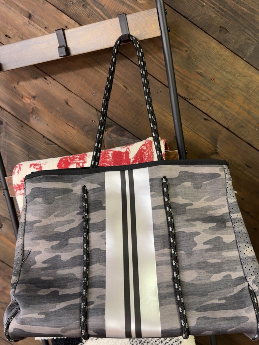 Gray Camo Stripe Tote Bag - Women
